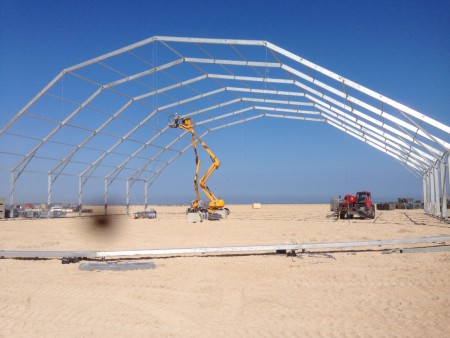 Montage Hall 40m avec chariot Télescopique et nacelle